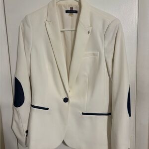 Women's White Blazer with Navy Accents